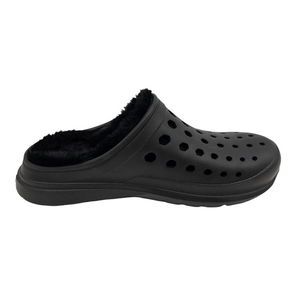 Joybees Black Washable Removable Fur Lined Slip On Garden Clogs Slippers 9 - Picture 3 of 12